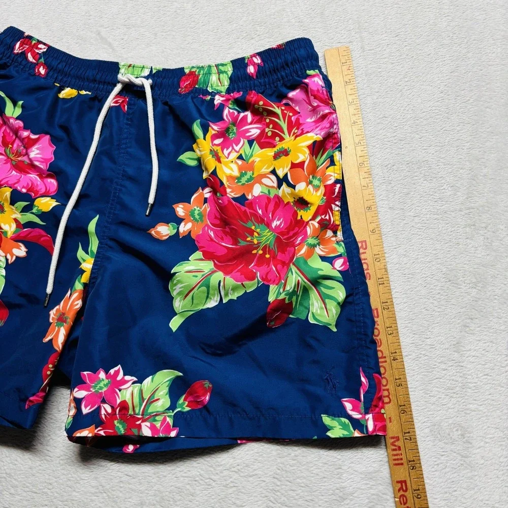 Polo Ralph Lauren Men's‎ XL Blue Floral  Hibiscus Graphic Print Swim Trunks